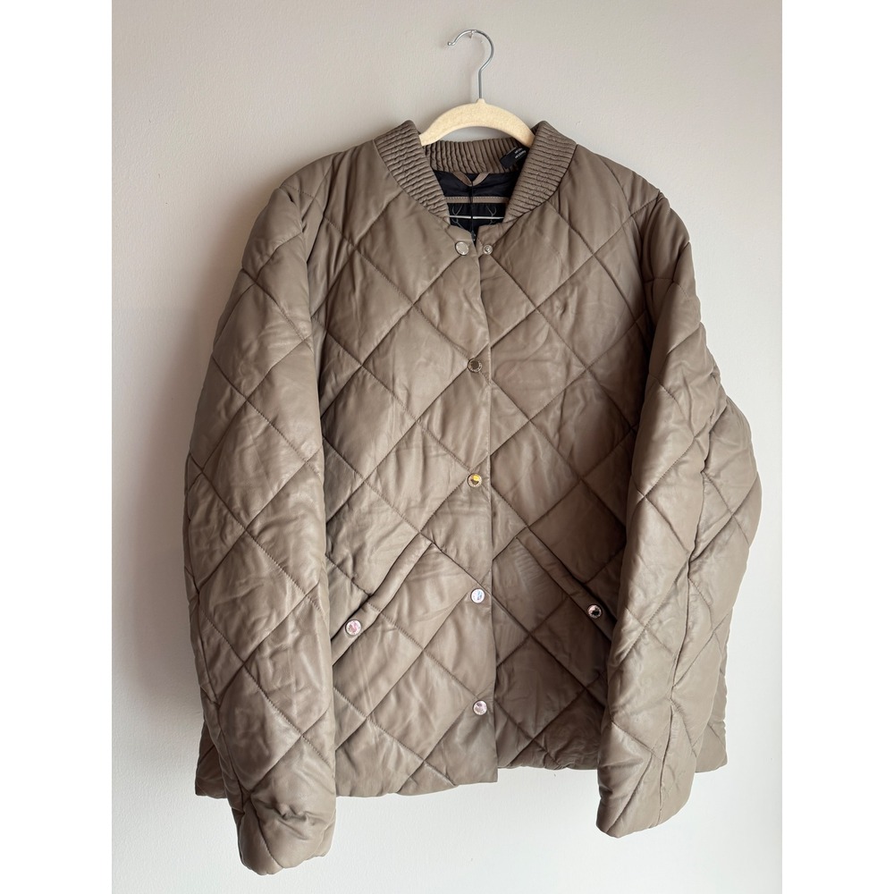 NWT Bod & Christensen Lindsey Quilted Leather Jacket Taupe Sorona Aura XL